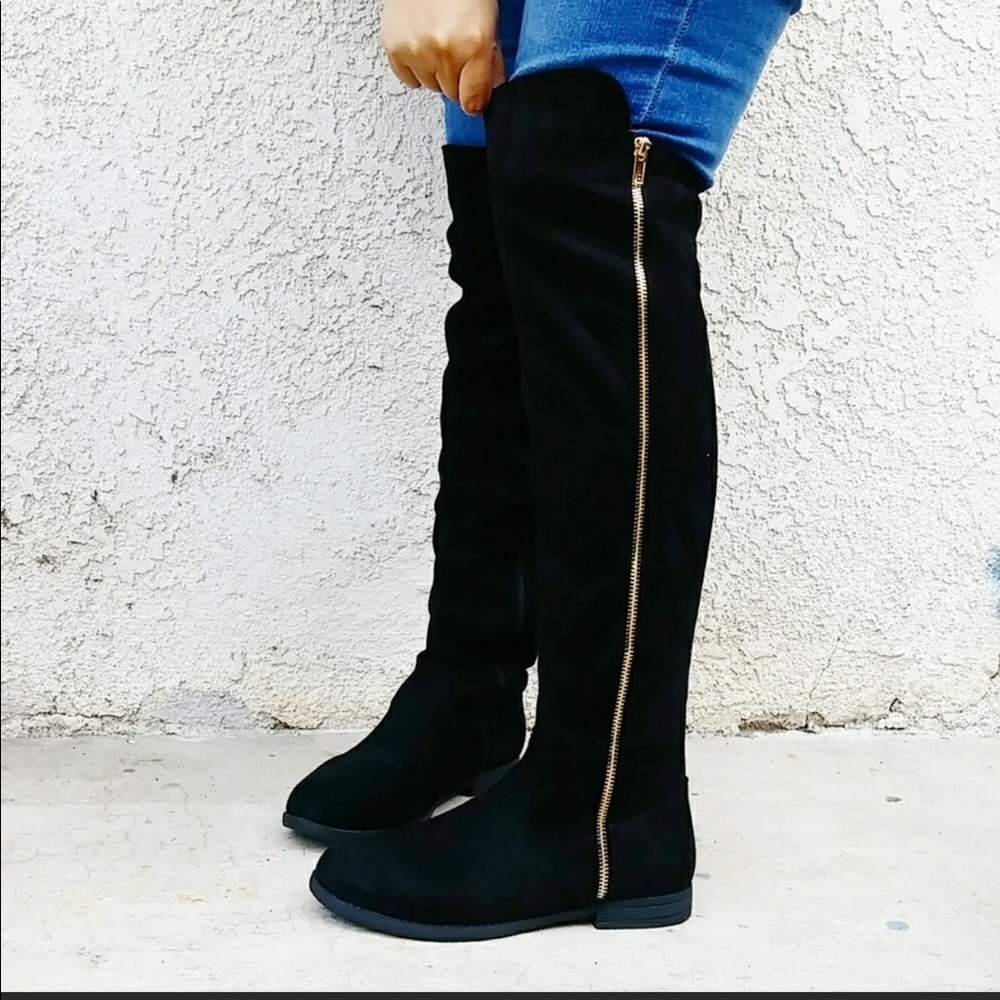 Over the knee riding boots with side zipper